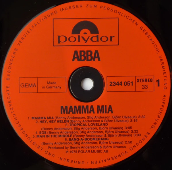 ABBA, Mamma Mia (Polydor; 2344 051, Germany , Laminated Sleeve) LP VG+/VG+ - Image 3