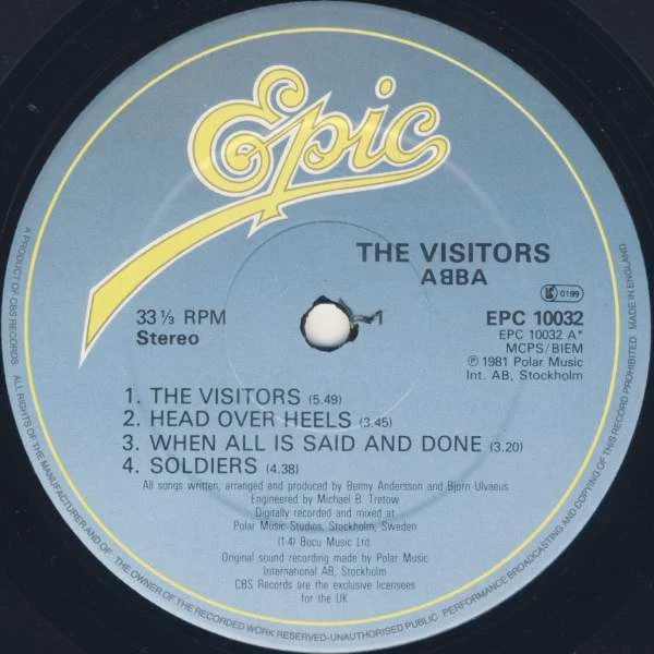 ABBA, The Visitors (Epic Light Blue / Yellow Logo; EPC 10032, UK 1981, Inner) LP VG/VG+ - Image 3