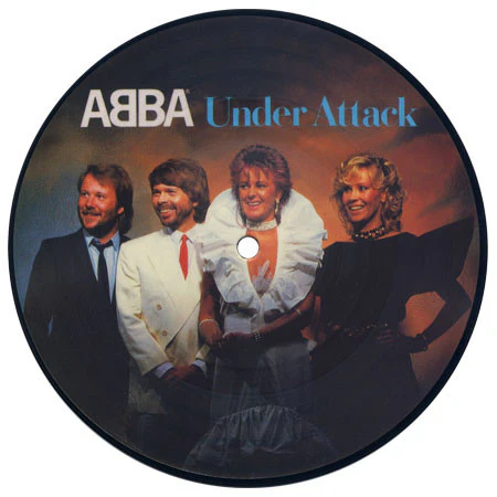 ABBA, Under Attack / You Owe Me One (Epic; EPC A 11-2971, UK 1982, Clear Plastic Sleeve, Picture Disc) 7" VG+/VG+