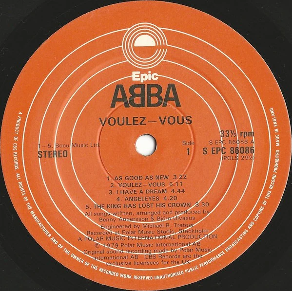 ABBA, Voulez-Vous (Epic Orange; EPC 86086, UK 1979, Inner With Curved Thumb Cut, No LC) LP VG+/VG+ - Image 3