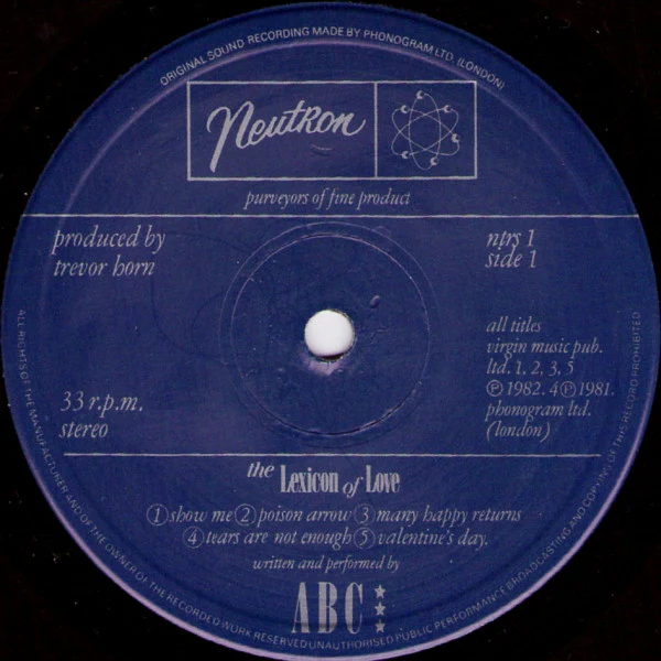 ABC, The Lexicon Of Love (Neutron Records; NTRS 1, UK 1982, Inner) LP G+/G+ - Image 3