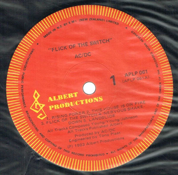 AC/DC, Flick Of The Switch (Albert Productions; APLP 061, New Zealand 1983, Embossed Sleeve, Inner), SALE - Up to 50% Off the Original Price LP VG/VG - Image 3