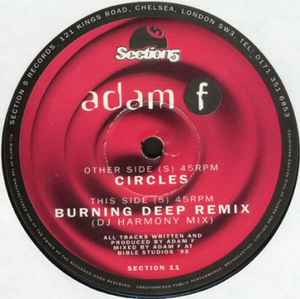 ADAM F, Circles / Burning Deep (Remix) (Section 5; SECTION11,  1995, No Sleeve), SALE - Up to 50% Off the Original Price  12" /VG - Image 2