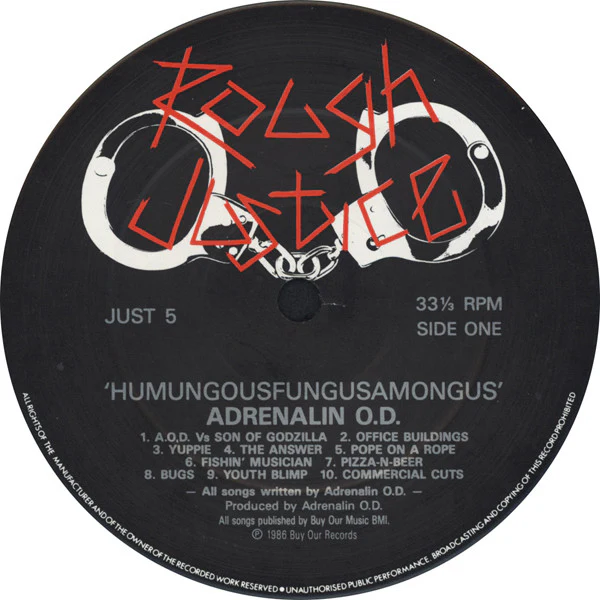 ADRENALIN OD, Humungusfungusamongus (Rough Justice; JUST5, UK 1986, Inner) LP VG/VG - Image 3