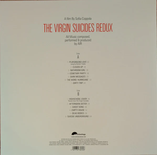 AIR, The Virgin Suicides Redux (AIRCHEOLOGY; 5021732793973, Europe 2025 Reissue, Inner) LP NEW/NEW - Image 2