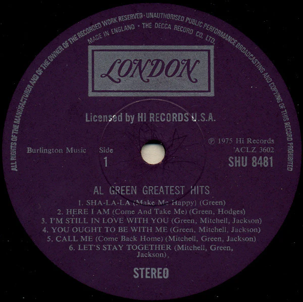 AL GREEN, Greatest Hits (London Plum; SHU 8481, UK 1975, Laminated Front Sleeve) LP VG/G+ - Image 3