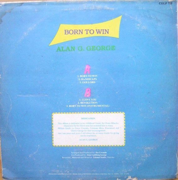 ALAN G. GEORGE, Born To Win (Coconut; COLP 725, Nigeria 1991), SALE - Up to 50% Off the Original Price  LP G+/G+ - Image 2