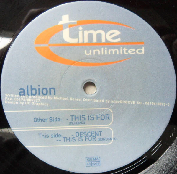 ALBION, This Is For (Time Unlimited ; time 044-6, Germany 1996, Company Sleeve) 12" VG/VG - Image 2