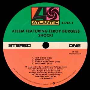 ALEEM FEATURING LEROY BURGESS, Shock! (Atlantic; 81784-1, US 1987) LP VG/VG+ - Image 3