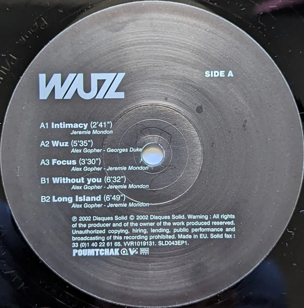 ALEX GOPHER WITH DEMON PRESENTS WUZ, Wuz (Disques Solid ; SLD043.EP, France 2002), SALE - Up to 50% Off the Original Price  2xLP VG/VG+ - Image 3