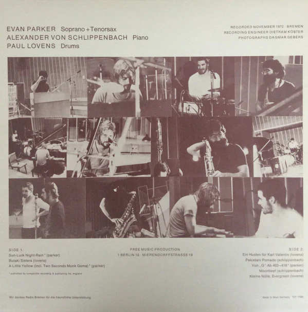 ALEXANDER VON SCHLIPPENBACH TRIO, Pakistani Pomade (FMP ; FMP 0110, Germany 1973, Laminated Sleeve) LP VG+/VG+ - Image 2