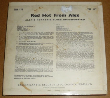 ALEXIS KORNER'S BLUES INCORPORATED, Red Hot From Alex (Transatlantic Records; TRA 117, UK 1964, Laminated Flipback Sleeve), SALE - Up to 50% Off the Original Price  LP VG/G+ - Image 2