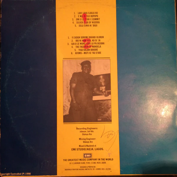 ALHAJI PROF. KOLLINGTON AYINLA & HIS AFRICAN FUJI EAGLETS, Fuji Ropopo (Kollington Records; KRLP 33, Nigeria 1990s), SALE - Up to 50% Off the Original Price  LP VG/VG - Image 2