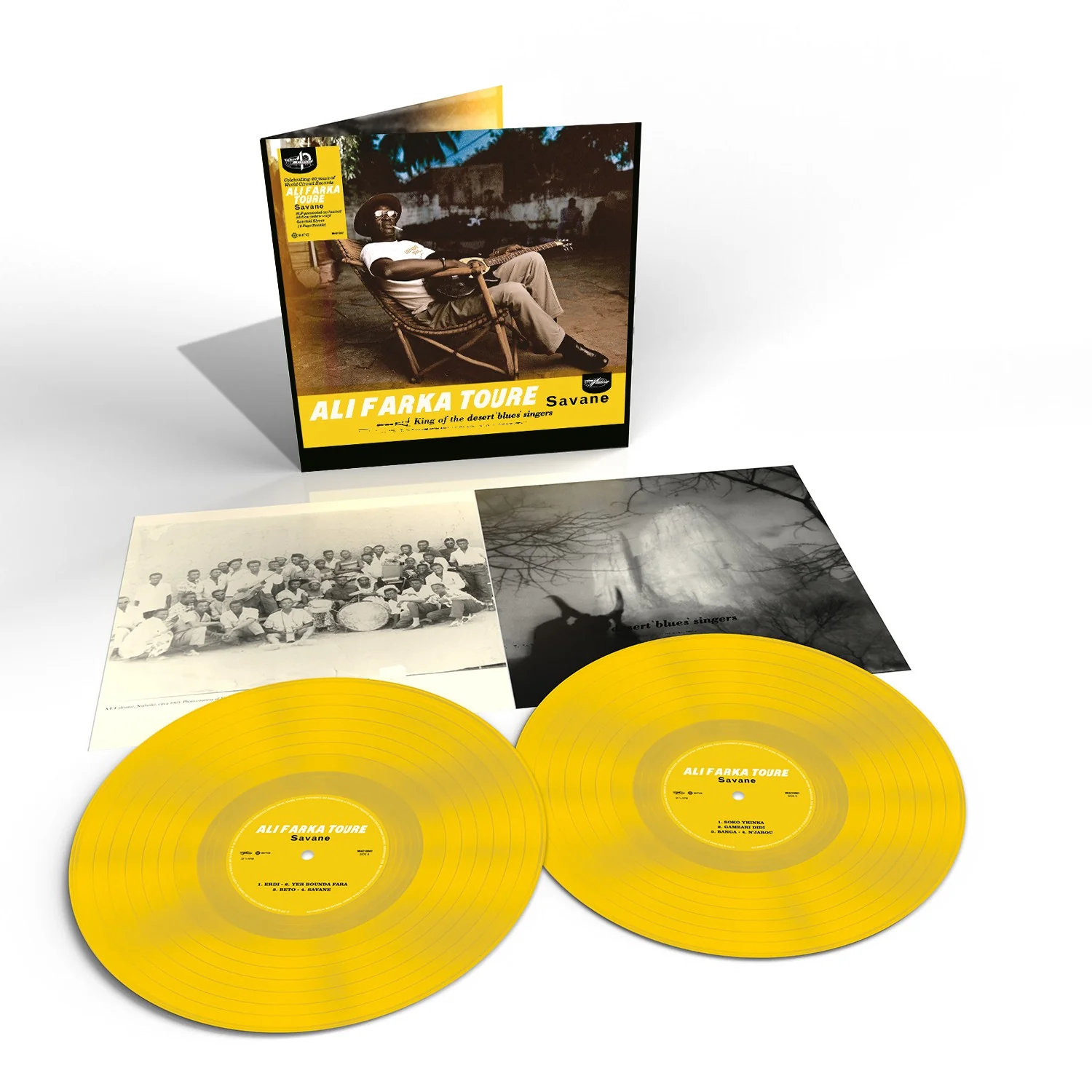 ALI FARKA TOURE, Savane (20th Anniversary Edition) (BMG; 964218661, Europe 2026 Reissue, Gatefold, 16 Page Booklet, Yellow Vinyl) 2xLP NEW/NEW - PRE-ORDER - Image 2