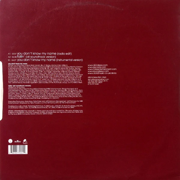 ALICIA KEYS, You Don't Know My Name (J Records; 82876 57460 1, Europe 2003, Picture Sleeve) 2x12" VG/VG - Image 2