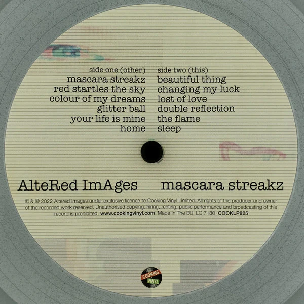 ALTERED IMAGES, Mascara Streakz (Cooking Vinyl; COOKLP825XX, UK 2022, Inner, Silver Vinyl) LP VG+/VG+ - Image 3