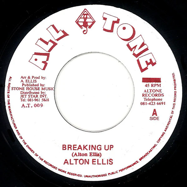ALTON ELLIS, Breaking Up (All Tone; AT009, UK 1990s Reissue) 7" /EX