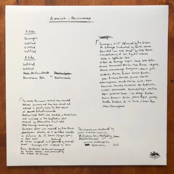 A.MAIAH, F(r)icciones (Hegoa Records; Heg007, UK 2023) LP EX/EX - Image 2