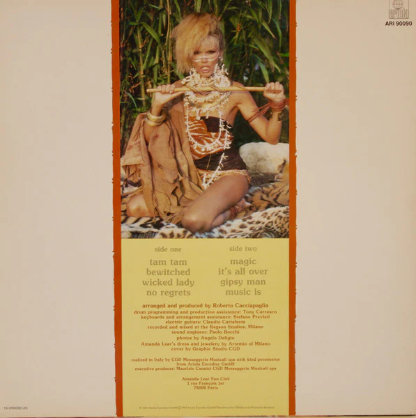 AMANDA LEAR, Tam Tam (Ariola; ARI 90090, Scandinavia 1983), SALE - Up to 50% Off the Original Price LP VG+/VG+ - Image 2