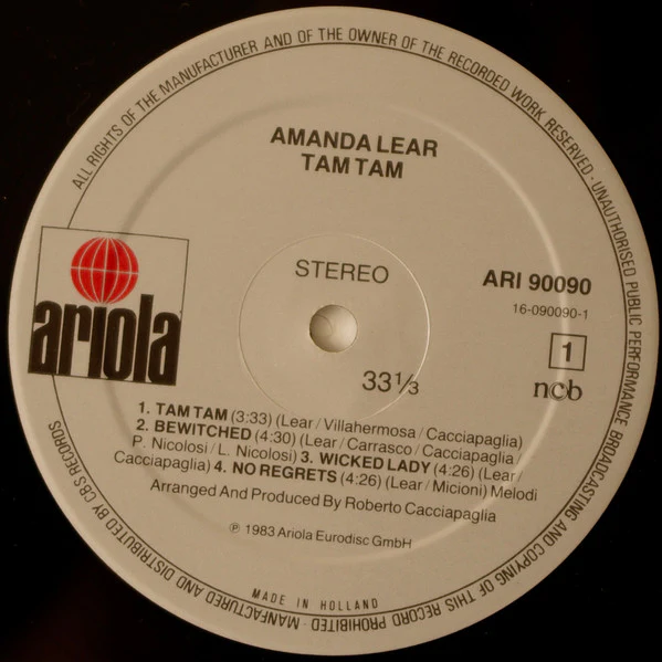 AMANDA LEAR, Tam Tam (Ariola; ARI 90090, Scandinavia 1983), SALE - Up to 50% Off the Original Price LP VG+/VG+ - Image 3
