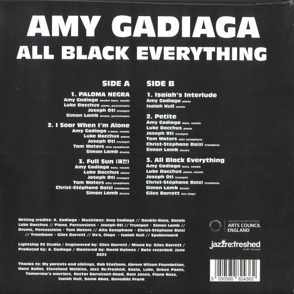 AMY GADIAGA, All Black Everything (Jazz Re:freshed; JRF0054LP, UK & Europe 2024) LP NEW/NEW - Image 2