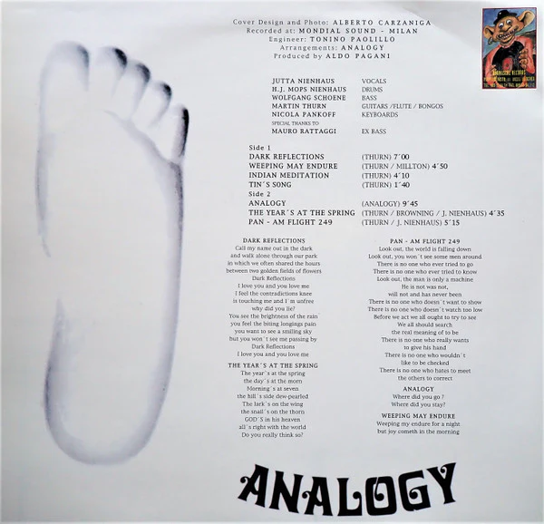 ANALOGY, Analogy (Ohrwaschl Records; VINYL 01, Germany 1997 reissue, Poster) LP VG+/VG - Image 2