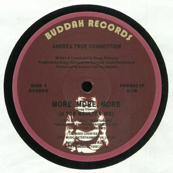 ANDREA TRUE CONNECTION, More, More, More / What's Your Name, What's Your Number (Buddah Records; PR65021P, UK 2019 Reissue) 12" /VG+