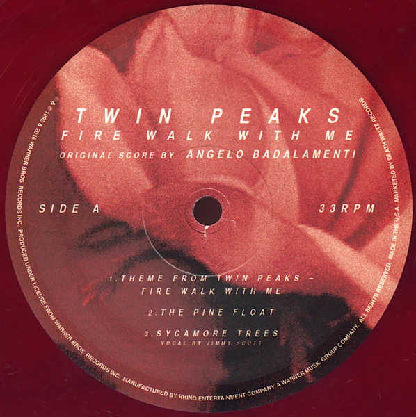 ANGELO BADALAMENTI, Twin Peaks Fire Walk With Me (Death Waltz; DW51, US 2017 Reissue, Die Cut Slipcase with Gatefold Sleeve, Red / Black Marbled [Cherry Pie] Vinyl, With OBI) 2xLP VG+/VG+ - Image 3