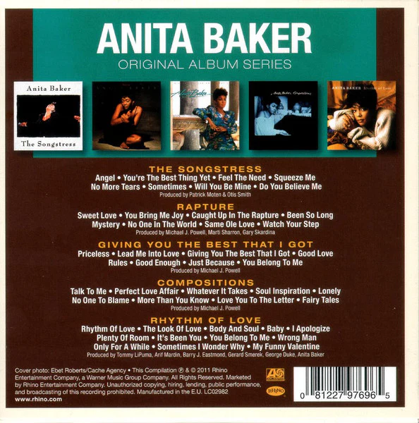 ANITA BAKER, Original Album Series (Atlantic; 8122797696, Europe 2000s Reissue) 5xCD EX/EX - Image 2