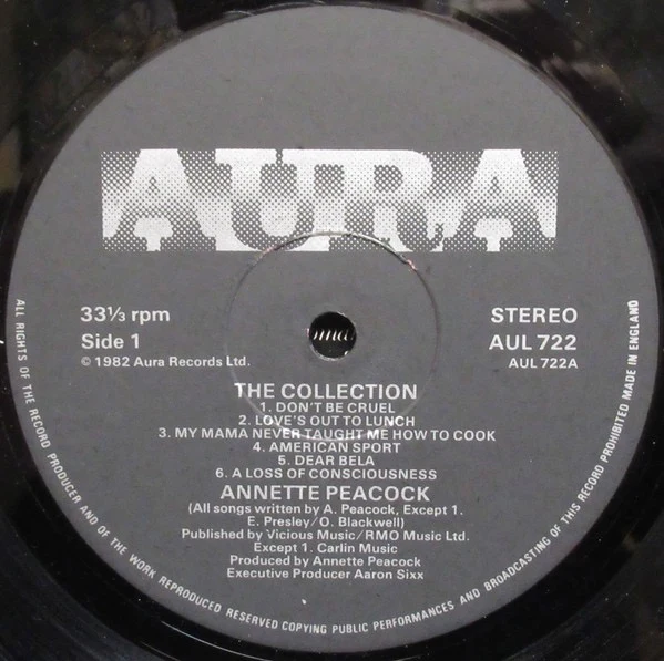 ANNETTE PEACOCK, The Collection (Aura Records; AUL722, UK 1982) LP VG/VG - Image 3