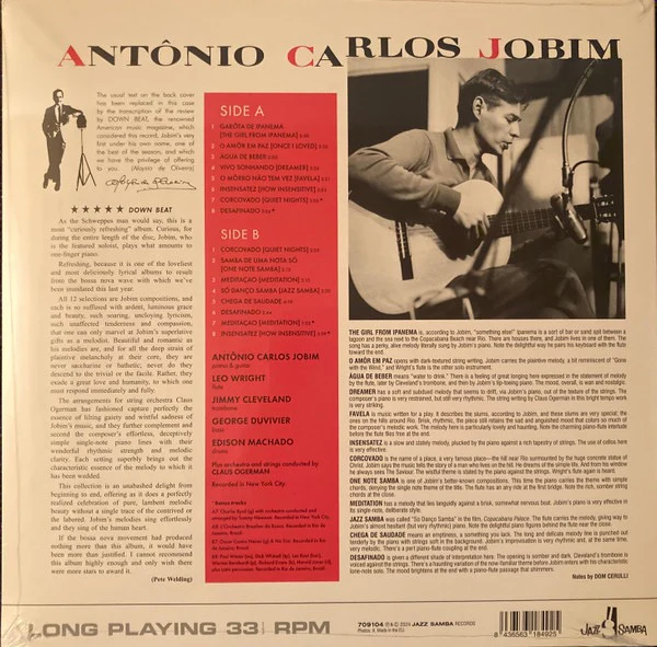 ANTONIO CARLOS JOBIM, The Girl From Ipanema (Jazz Samba Records; 709104, Europe 2024 Reissue, Stereo) LP NEW/NEW - Image 2