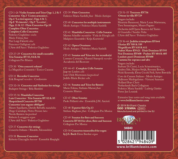 ANTONIOANTONIO VIVALDI, Vivaldi Edition (Brilliant Classics; 94840, Europe 2014, Box Set) 66xLP VG+/VG+ - Image 3
