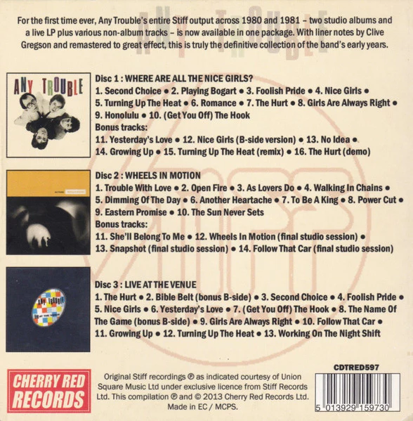 ANY TROUBLE, The Complete Stiff Recordings 1980-1981 (Cherry Red; CDTRED597, UK 2013 Reissue, Booklet) 3xCD VG/VG - Image 2