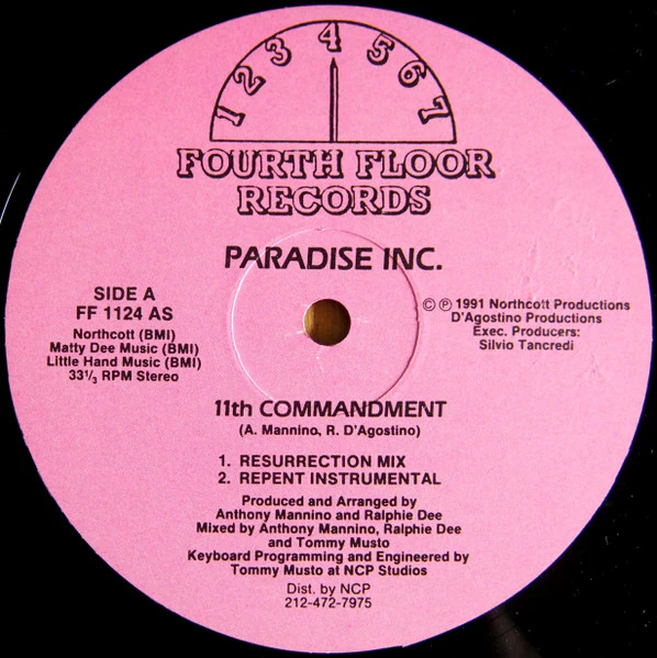 ARADISE INC., 11th Commandment / Somewhere Beyond (Fourth Floor Records; FF 1124, US 1991) 12" EP /VG+ - Image 2