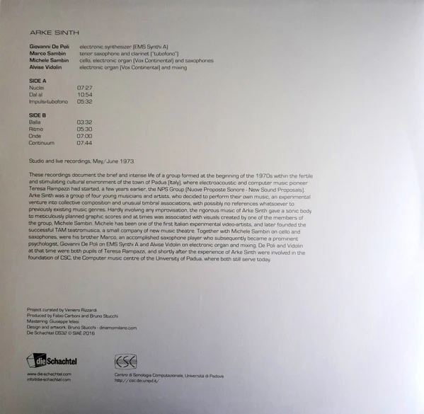 ARKE SINTH, Arke Sinth (Die Schachtel; DS32, Italy 2016, Silvered Sleeve, Insert + red card inner, Limited edition of 400 copies. Deluxe silver cover with silver foil design, custom inner sl LP VG/VG - Image 2