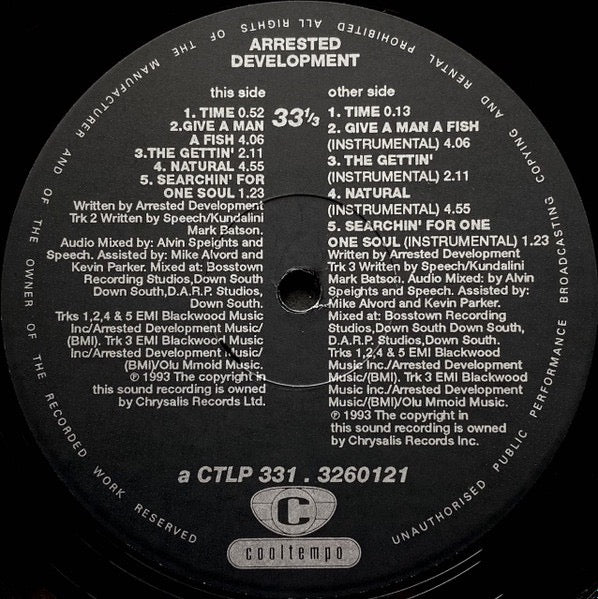 ARRESTED DEVELOPMENT, Unplugged (Chrysalis; CTLP 33, UK 1993, Glossy Sleeve, Black Inners) 2xLP G+/G+ - Image 3