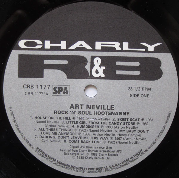 ART NEVILLE, Rock 'N' Soul Hootenanny (Charly R&B; CRB 1177, Europe 1988) LP EX/EX - Image 3