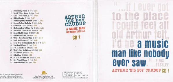 ARTHUR 'BIG BOY' CRUDUP, A Music Man Like Nobody Ever Saw (Bear Family Records; BCD 17352, Germany 2016, Box Set, Book) 5xCD VG+/EX - Image 3