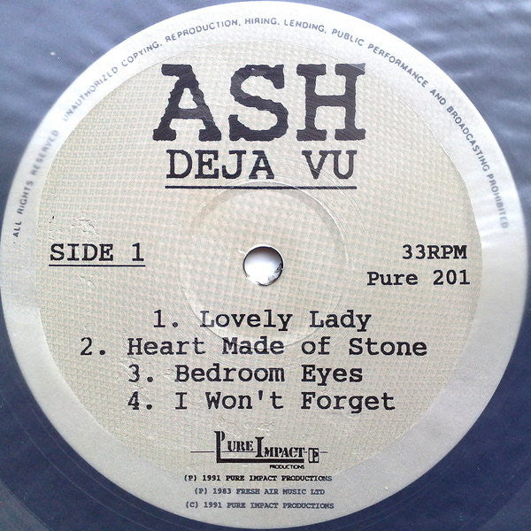 ASH, Deja Vu (Pure Impact Productions ; PURE 201, UK 1991) LP VG/EX - Image 3