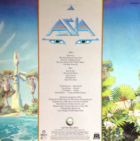 ASIA, Alpha (Geffen Records; GEF 25508, UK 1983, Insert) LP VG/VG - Image 2
