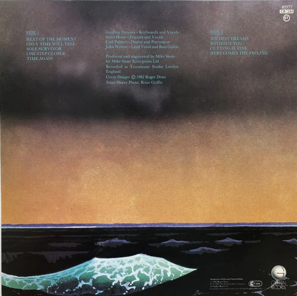 ASIA, Asia (Geffen Records; 85577, Europe 1980s Reissue, Inner, Label Rim Text Ending IN CBS Records) LP VG/VG - Image 2