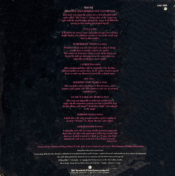 ATOMIC ROOSTER, Death Walks Behind You (B & C Records; CAS-1026, UK 1970, Gatefold) LP VG/G+ - Image 2