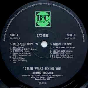 ATOMIC ROOSTER, Death Walks Behind You (B & C Records; CAS-1026, UK 1970, Gatefold) LP VG/G+ - Image 3