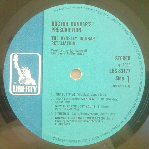 AYNSLEY DUNBAR RETALIATION, Doctor Dunbar's Prescription (Liberty Blue; LBS83177, UK 1968, Laminated Sleeve, Stereo) LP G+/G - Image 3