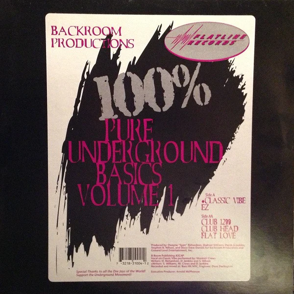 BACKROOM PRODUCTIONS, 100% Pure Underground Basics Volume 1 (Flatline Records; FLA004, US 1997, Stickered Plain Sleeve) 12" VG/VG