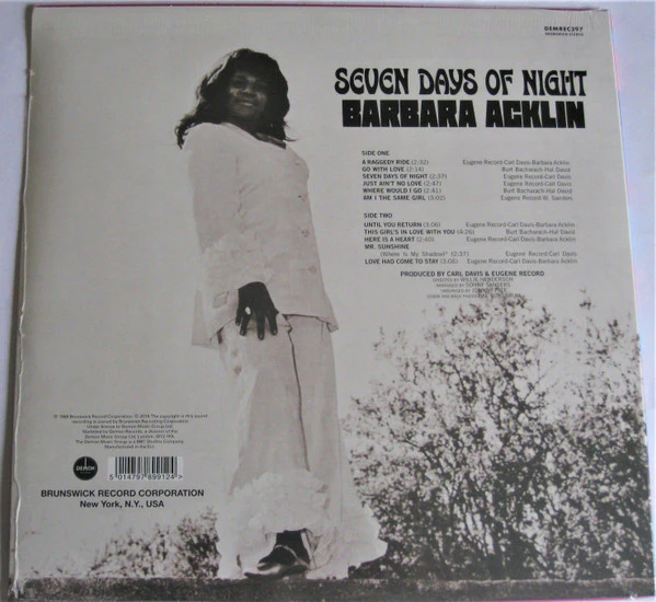 BARBARA ACKLIN, Seven Days Of Night (Demon Records; DEMREC397, Europe 2019, Picture Sleeve) LP EX/EX - Image 2