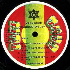 BARRINGTON LEVY, Open Book (Tuff Gong; GRC18, Jamaica 1985, No Picture Sleeve) LP /G+