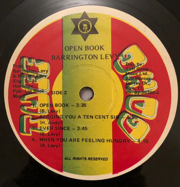 BARRINGTON LEVY, Open Book (Tuff Gong; GRC18, Jamaica 1985, No Picture Sleeve) LP /G+ - Image 2