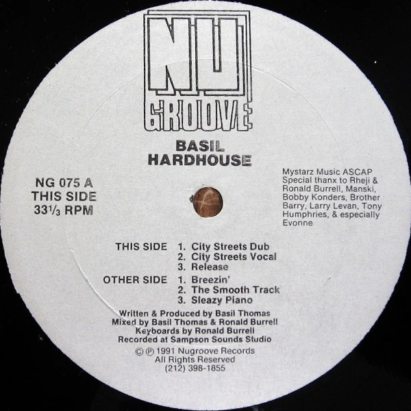 BASIL HARDHOUSE, City Streets (Nu Groove Records; NG 075, US 1991) 12" /VG