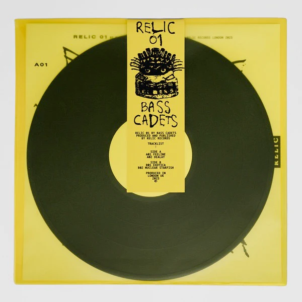 BASS CADETS, Feeline EP (Relic; RELIC01, UK 2025, Yellow Plastic Translucent, Insert, Stamped White Label.) 12" EX/EX - Image 2